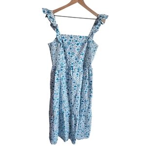 Draper James Blue Floral Flutter Ruffle Sleeve Dress Size XL